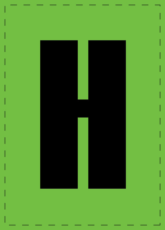 Letter H adhesive letters and number stickers black font green background ES-BGPVC-H-67