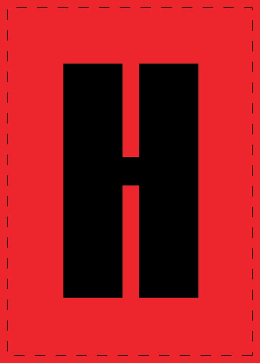 Letter H adhesive letters and number stickers black font Red background ES-BGPVC-H-14