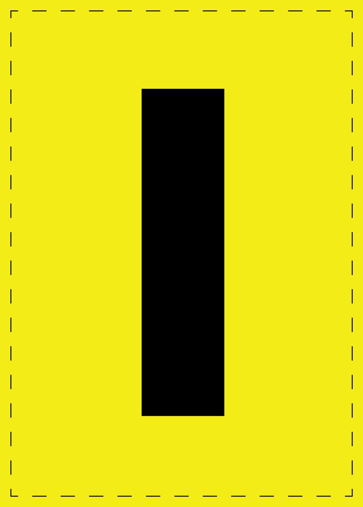 Letter I adhesive letters and number stickers black font yellow background ES-BGPVC-I-3