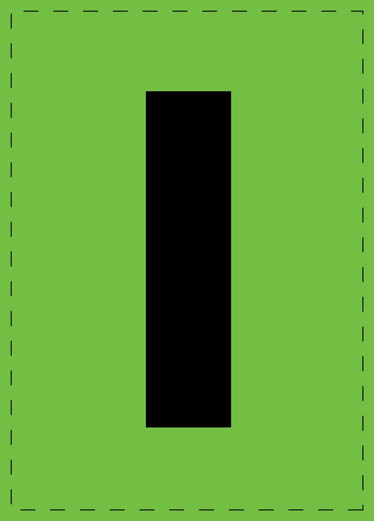 Letter I adhesive letters and number stickers black font green background ES-BGPVC-I-67