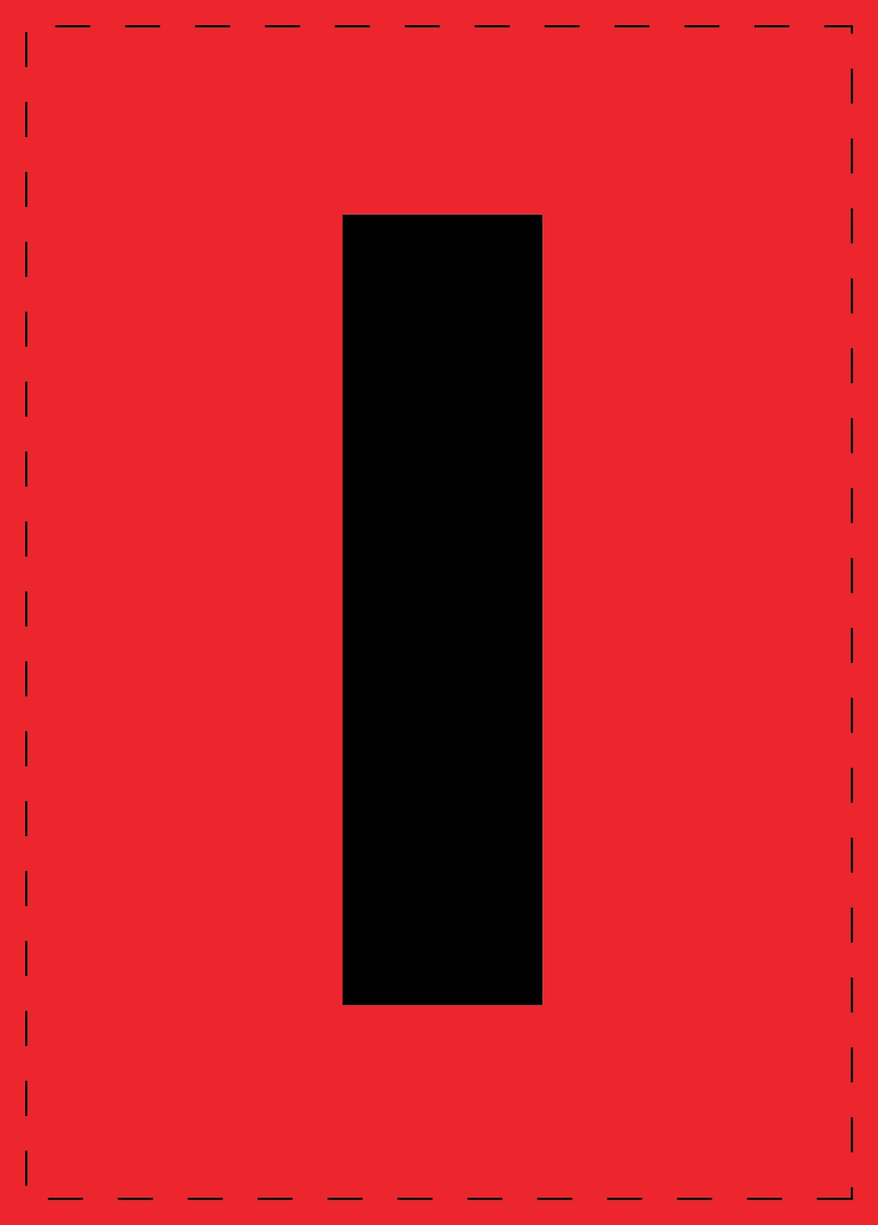 Letter I adhesive letters and number stickers black font Red background ES-BGPVC-I-14