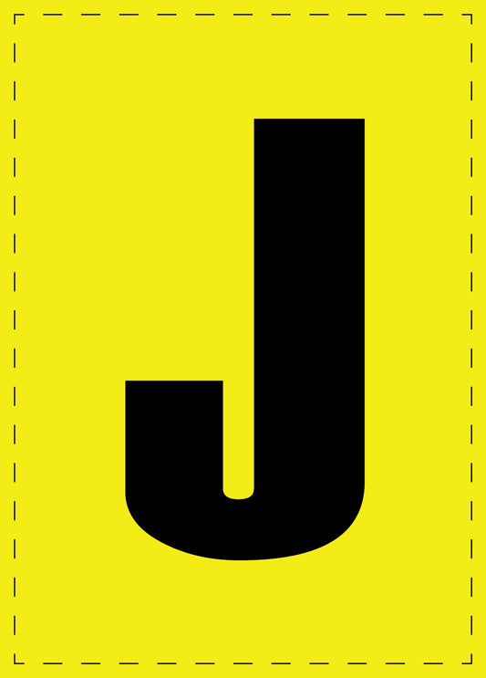 Letter J adhesive letters and number stickers black font yellow background ES-BGPVC-M-3