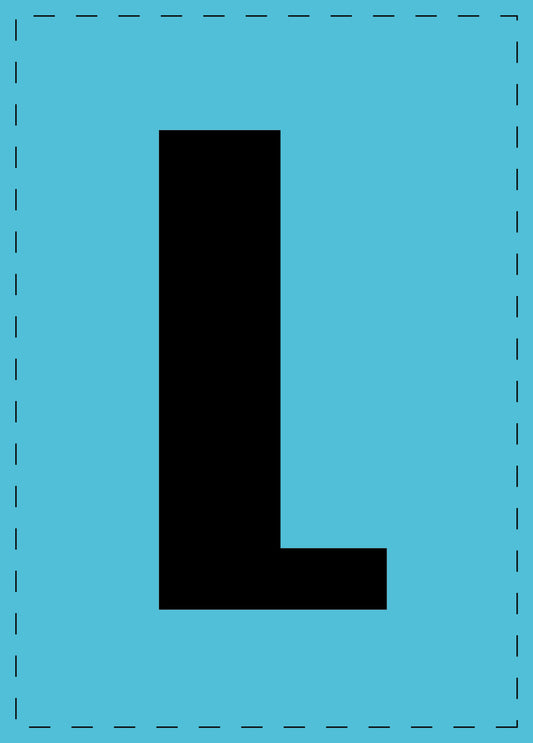 Letter L adhesive letters and number stickers black font blue background ES-BGPVC-L-50