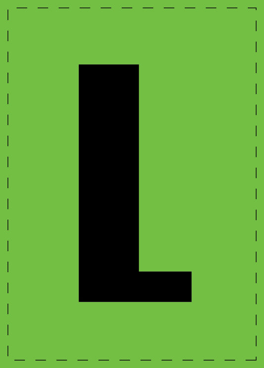 Letter L adhesive letters and number stickers black font green background ES-BGPVC-L-67