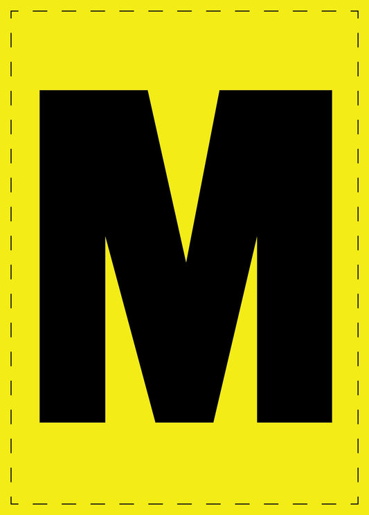 Letter M adhesive letters and number stickers black font yellow background ES-BGPVC-M-3