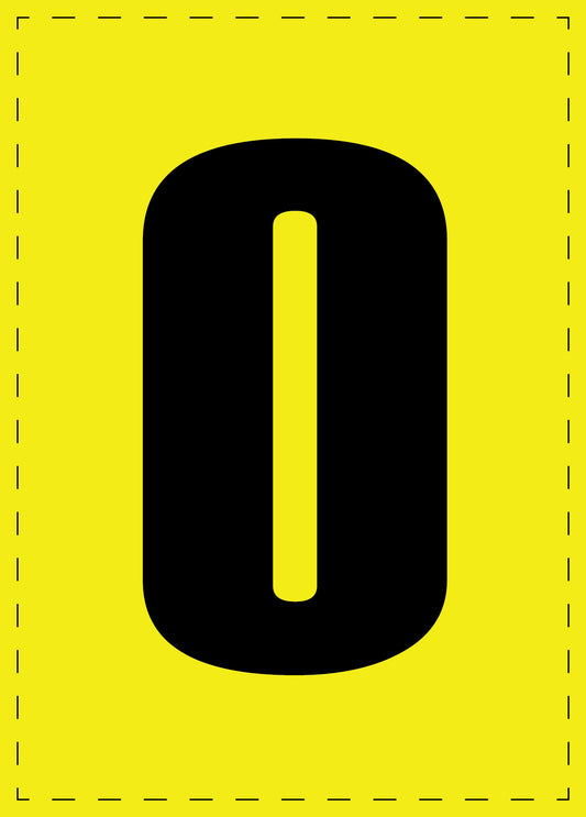 Letter O adhesive letters and number stickers black font yellow background ES-BGPVC-O-3