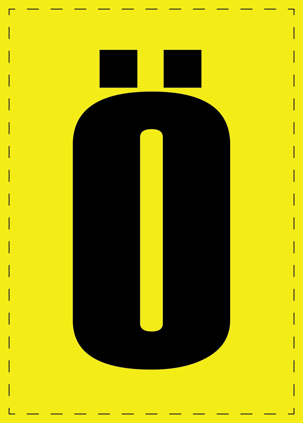 Letter Ö adhesive letters and number stickers black font yellow background ES-BGPVC-OE-3