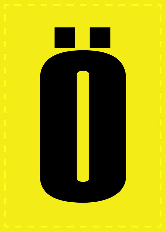 Letter Ö adhesive letters and number stickers black font yellow background ES-BGPVC-OE-3