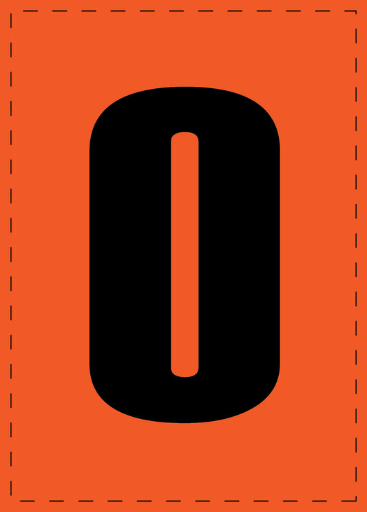Letter O adhesive letters and number stickers black font orange background ES-BGPVC-O-8
