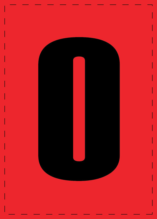 Letter O adhesive letters and number stickers black font Red background ES-BGPVC-O-14