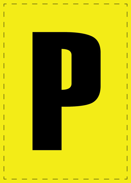 Letter P adhesive letters and number stickers black font yellow background ES-BGPVC-P-3