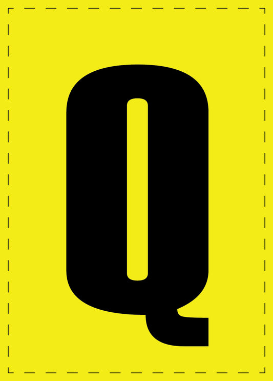 Letter Q adhesive letters and number stickers black font yellow background ES-BGPVC-Q-3