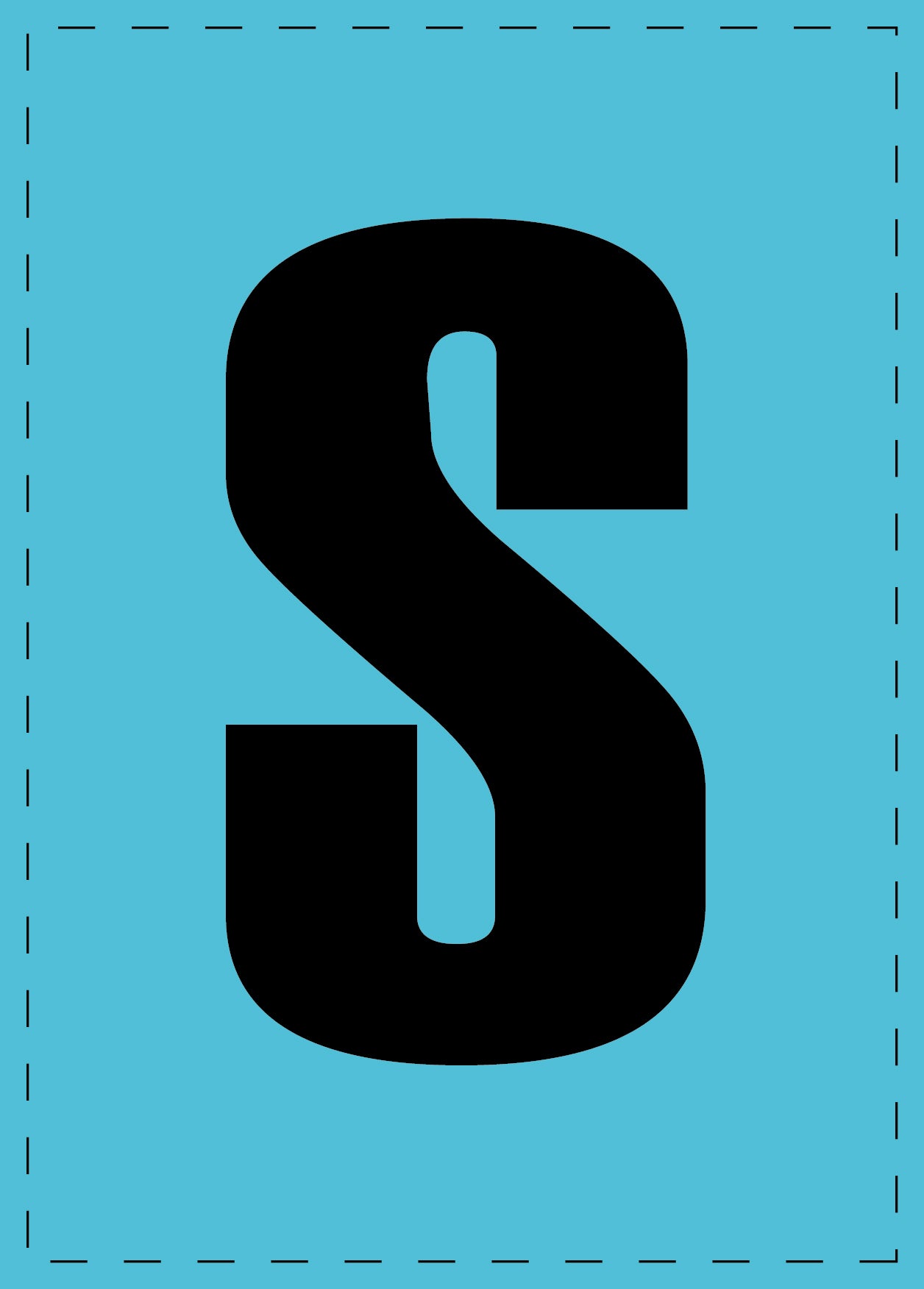 Letter S adhesive letters and number stickers black font blue  background ES-BGPVC-S-50