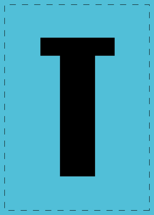Letter T adhesive letters and number stickers black font blue background ES-BGPVC-T-50