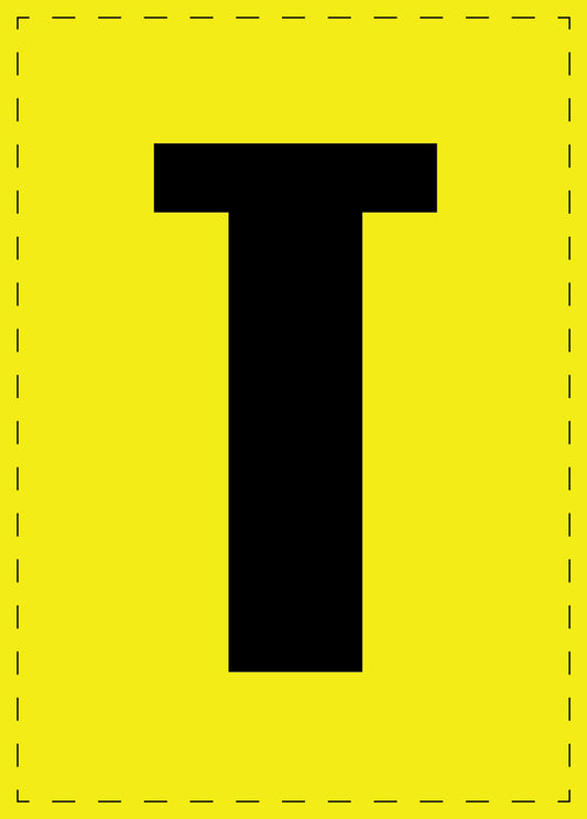 Letter T adhesive letters and number stickers black font yellow background ES-BGPVC-T-3