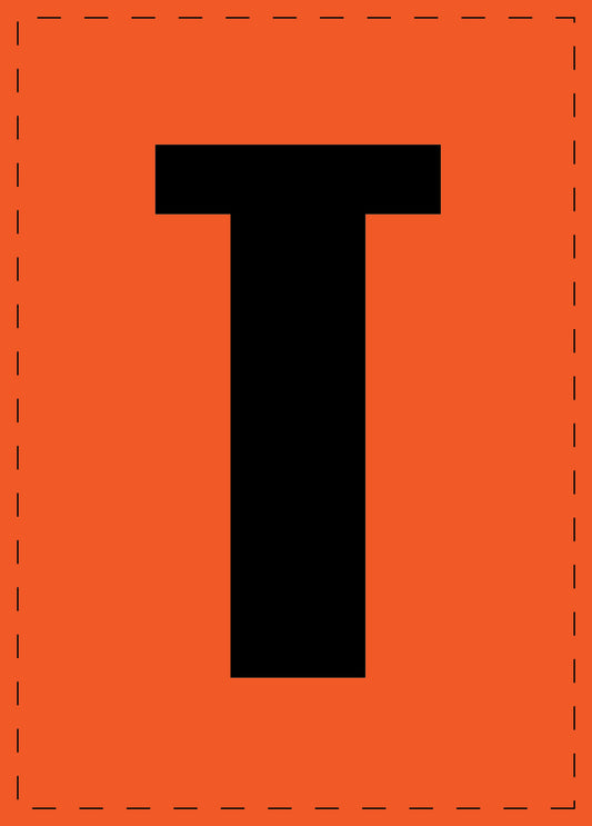 Letter T adhesive letters and number stickers black font orange background ES-BGPVC-T-8