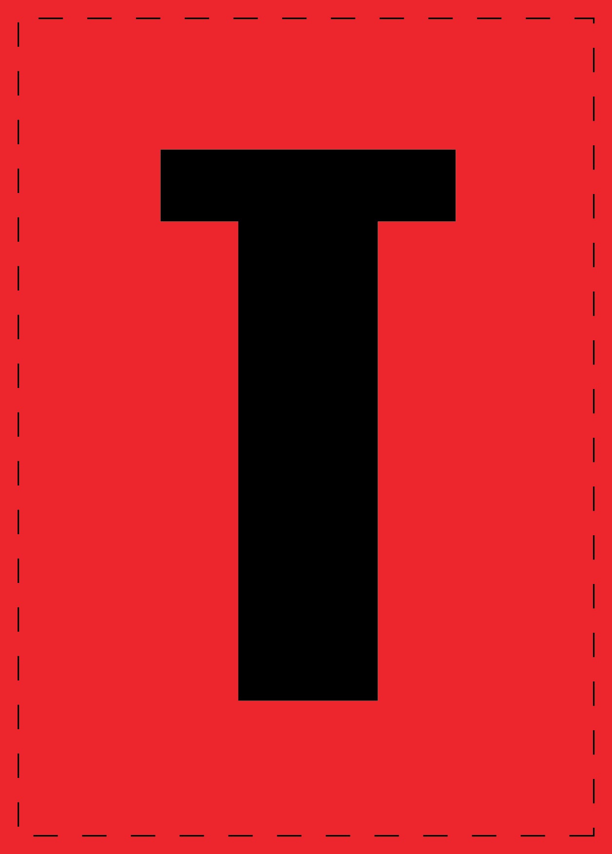 Letter T adhesive letters and number stickers black font Red background ES-BGPVC-T-14