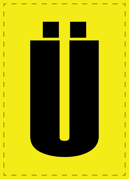 etter Ü adhesive letters and number stickers black font yellow background ES-BGPVC-UE-3