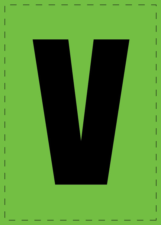 Letter V adhesive letters and number stickers black font green background ES-BGPVC-V-67