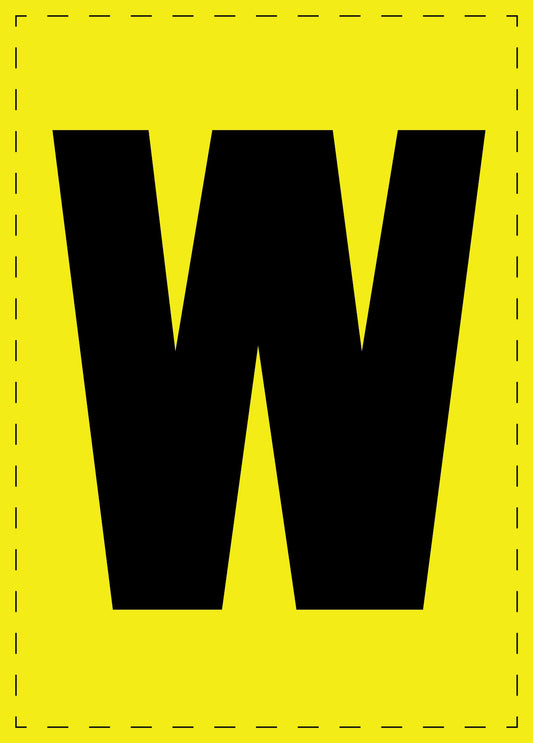 Letter W adhesive letters and number stickers black font yellow background ES-BGPVC-W-3