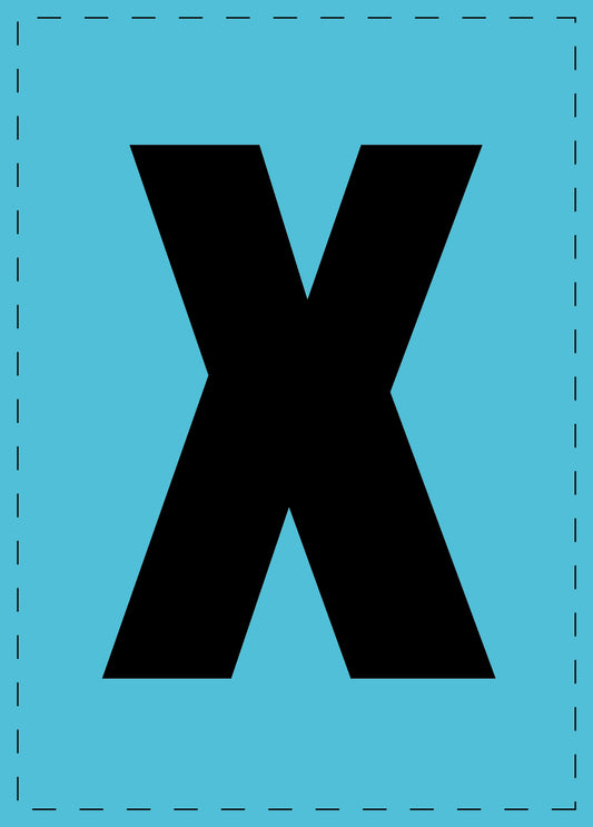 Letter X adhesive letters and number stickers black font blue background ES-BGPVC-X-50