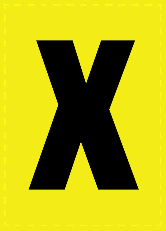 Letter X adhesive letters and number stickers black font yellow background ES-BGPVC-X-3