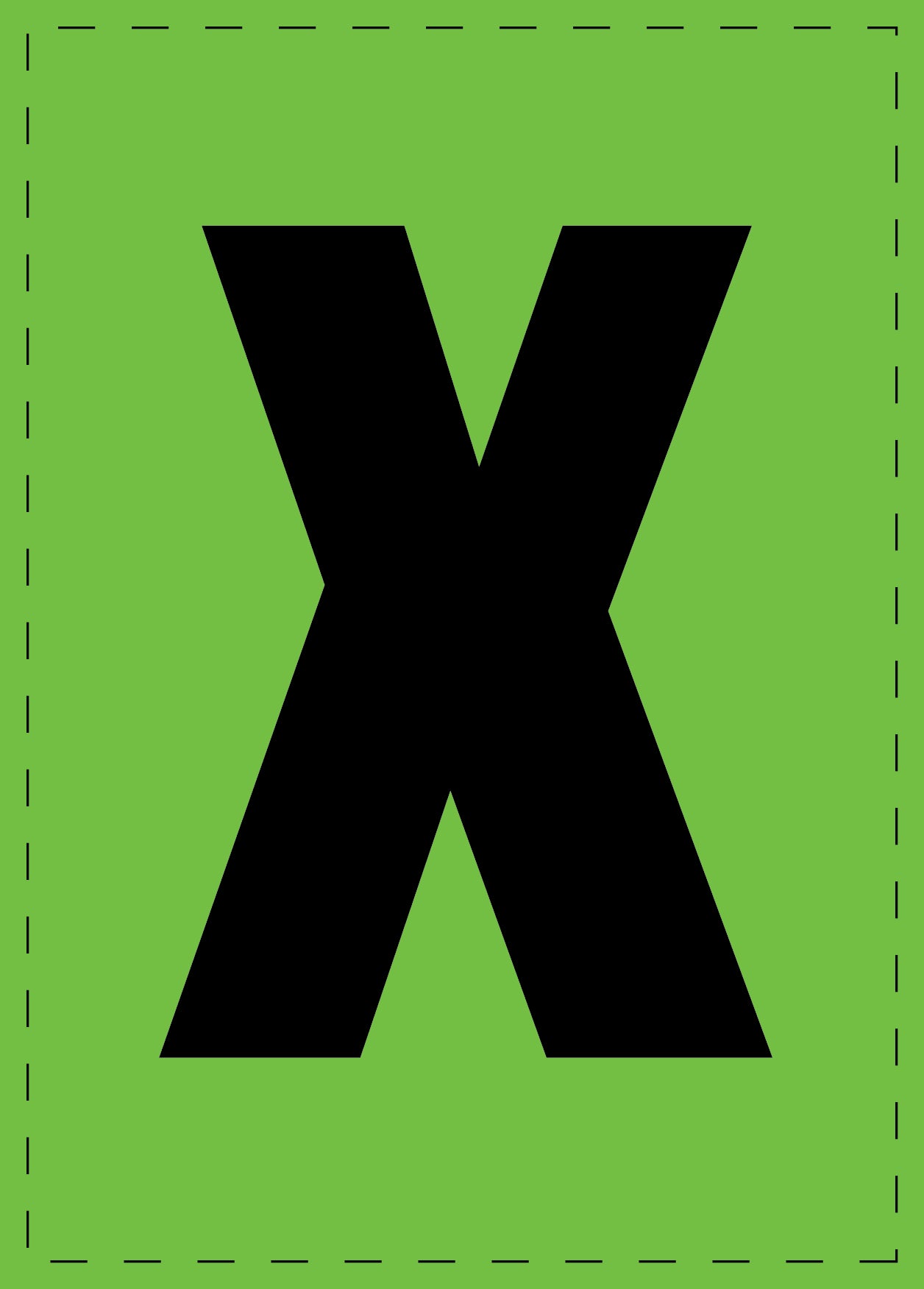 Letter X adhesive letters and number stickers black font green background ES-BGPVC-X-67