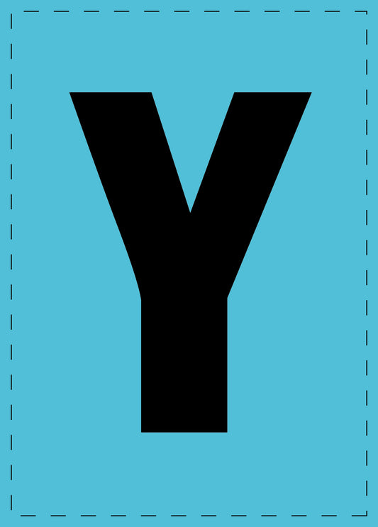 Letter Y adhesive letters and number stickers black font blue background ES-BGPVC-Y-50