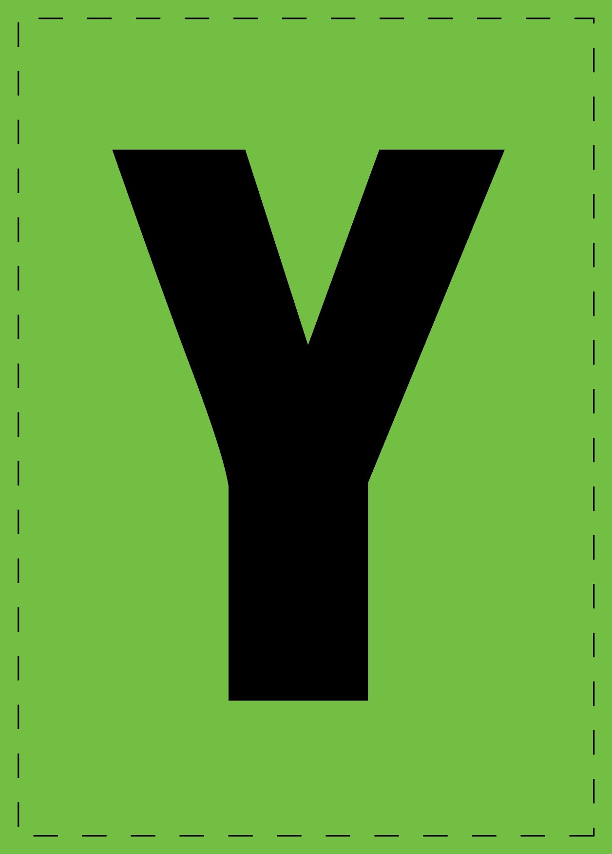 Letter Y adhesive letters and number stickers black font green background ES-BGPVC-Y-67