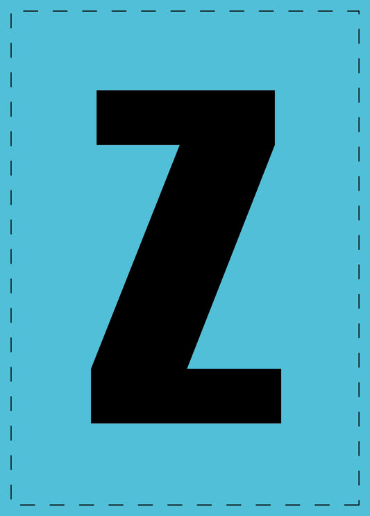 Letter Z adhesive letters and number stickers black font blue background ES-BGPVC-Z-50