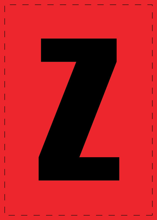 Letter Z adhesive letters and number stickers black font Red background ES-BGPVC-Z-14