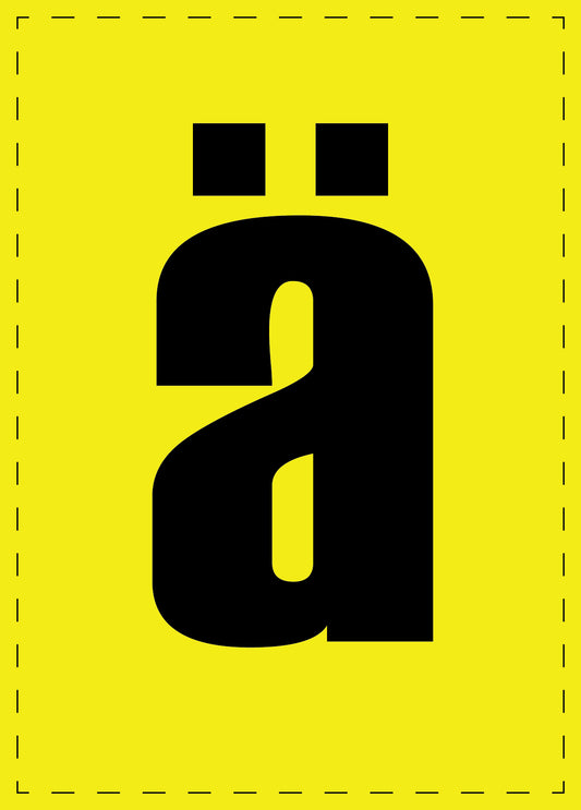 Letter ä adhesive letters and number stickers black font yellow background ES-BGPVC-ae-3