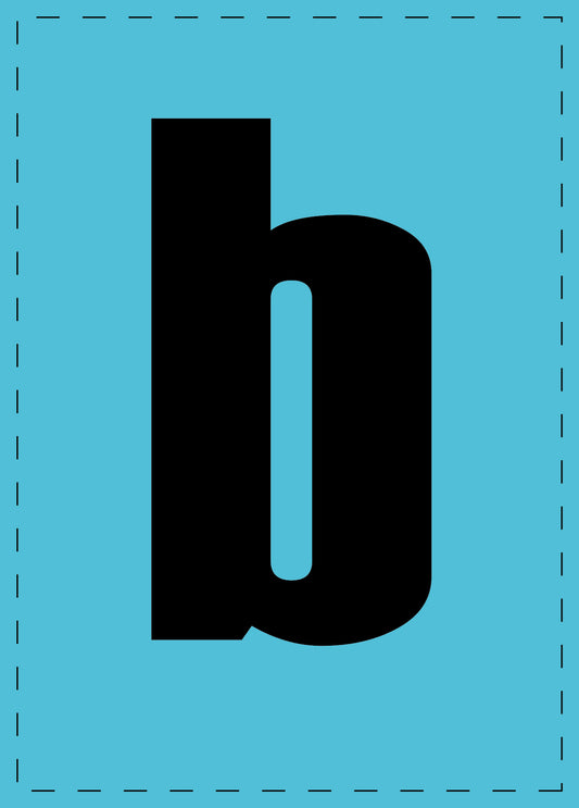 Letter b adhesive letters and number stickers black font blue background ES-BKPVC-B-50
