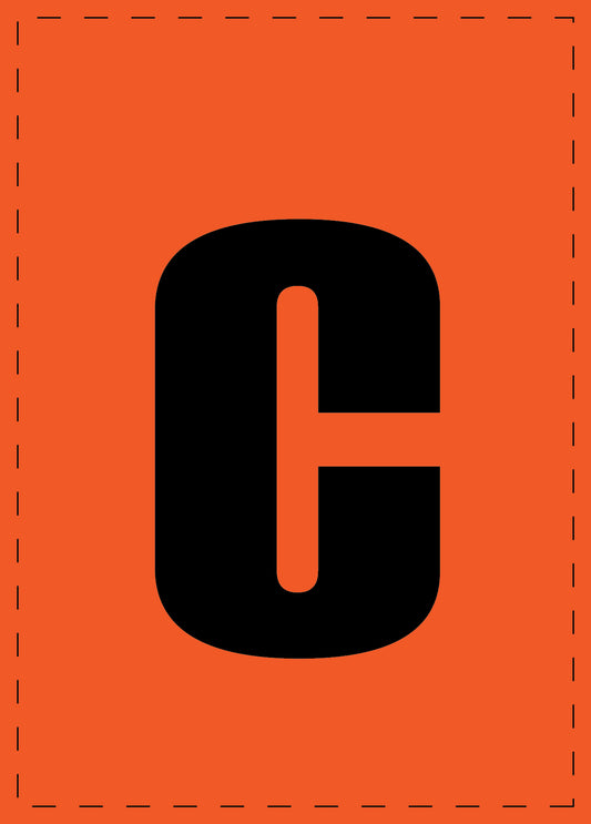 Letter c adhesive letters and number stickers black font orange background ES-BKPVC-C-8