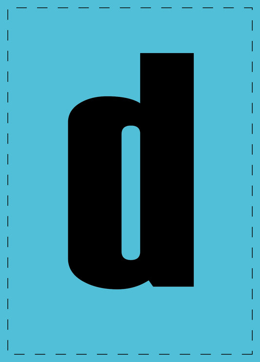 Letter d adhesive letters and number stickers black font blue background ES-BKPVC-D-50