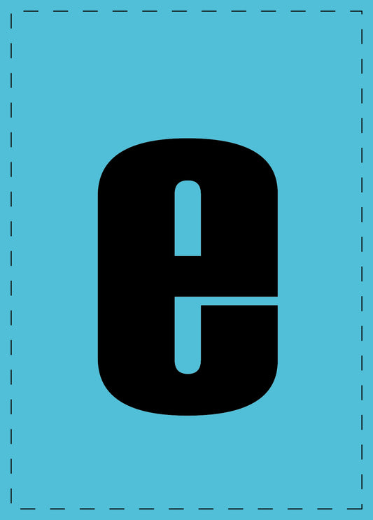 Letter e adhesive letters and number stickers black font blue background ES-BKPVC-E-50