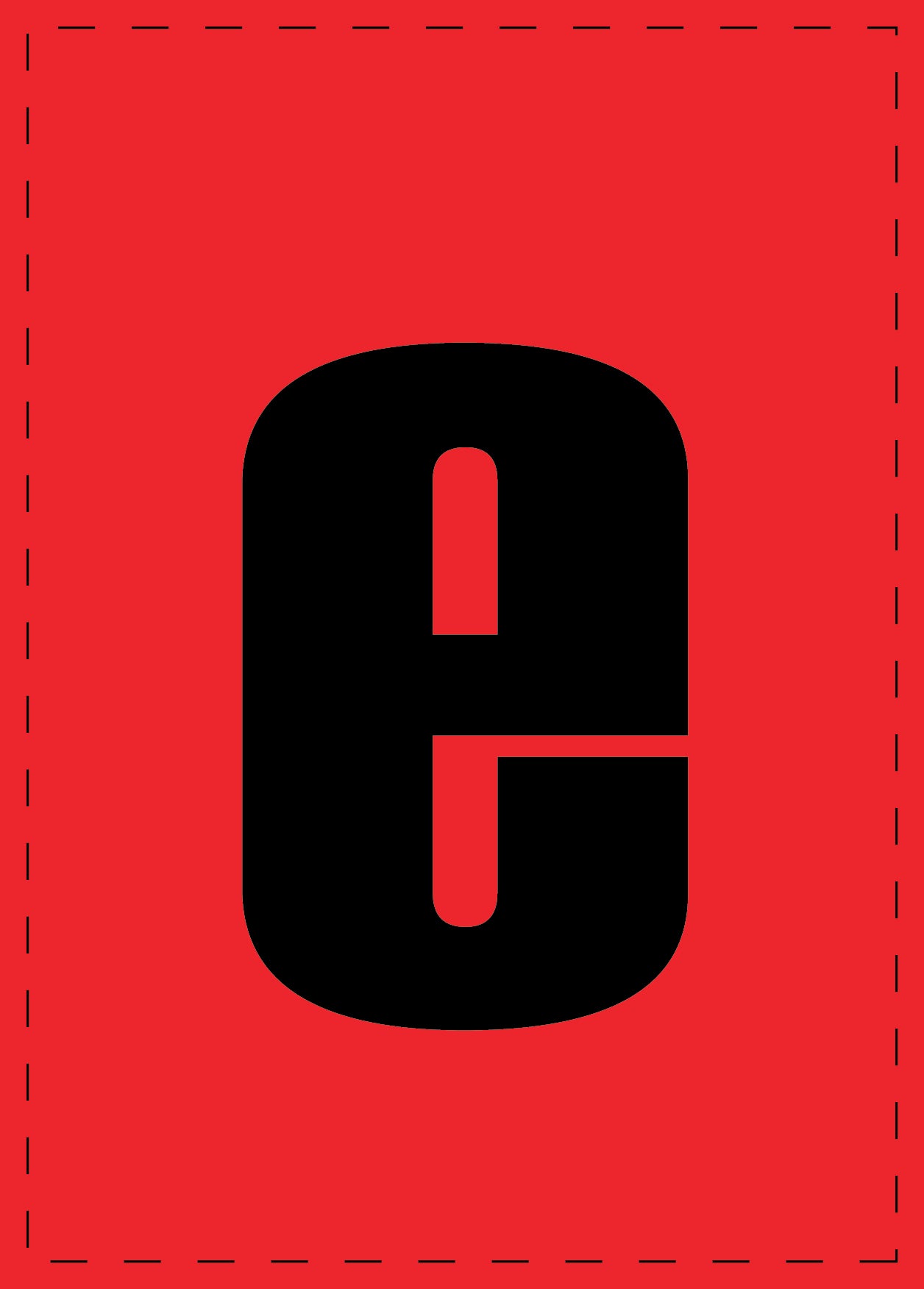 Letter e adhesive letters and number stickers black font Red background ES-BKPVC-E-14