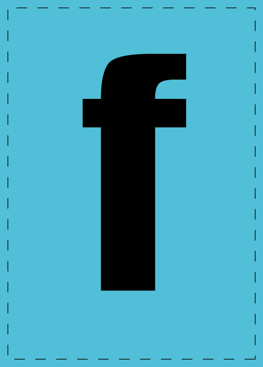 Letter f adhesive letters and number stickers black font blue background ES-BKPVC-F-50