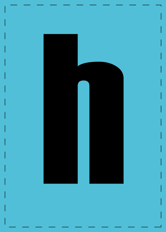 Letter h adhesive letters and number stickers black font blue background ES-BKPVC-H-50