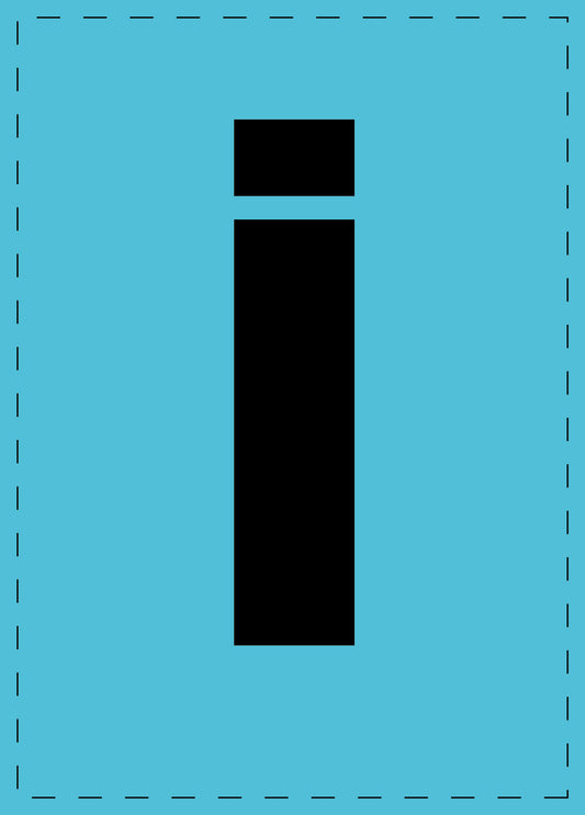 Letter i adhesive letters and number stickers black font blue background ES-BKPVC-I-50