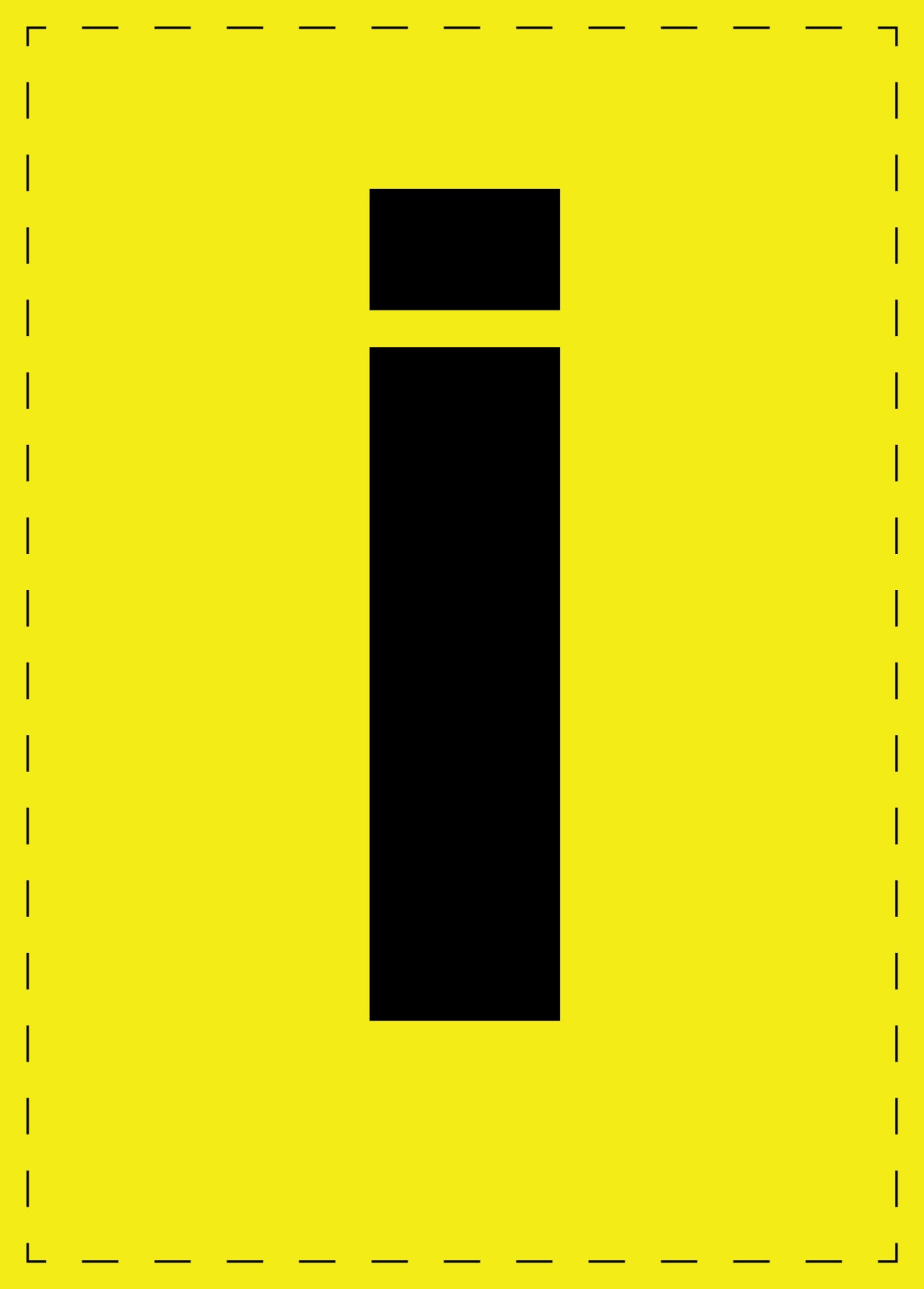 Letter i adhesive letters and number stickers black font yellow background ES-BGPVC-i-3