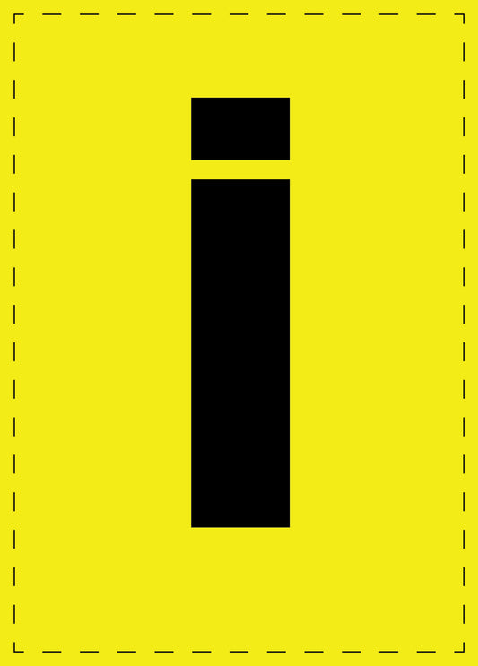 Letter i adhesive letters and number stickers black font yellow background ES-BGPVC-i-3