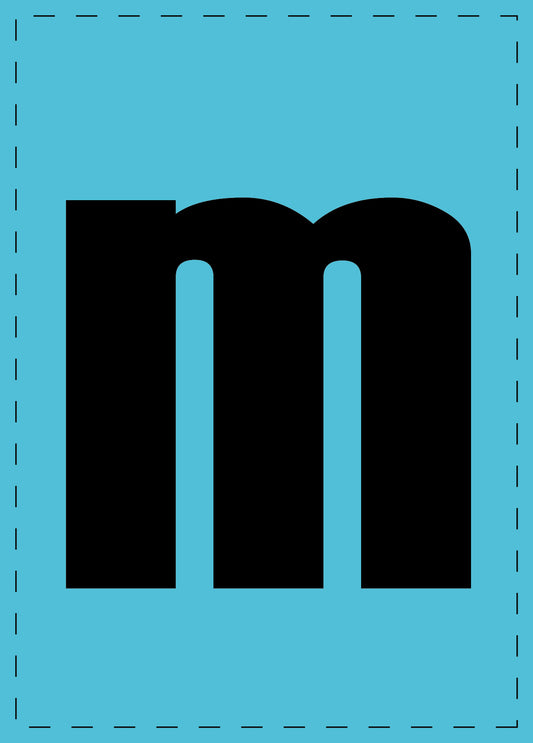 Letter m adhesive letters and number stickers black font blue background ES-BKPVC-M-50