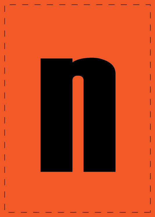 Letter n adhesive letters and number stickers black font orange background ES-BKPVC-N-8