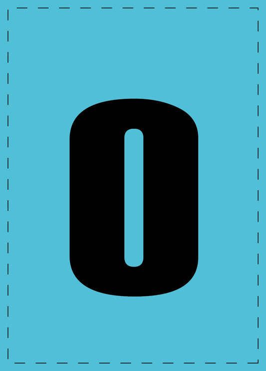 Letter o adhesive letters and number stickers black font blue background ES-BKPVC-O-50