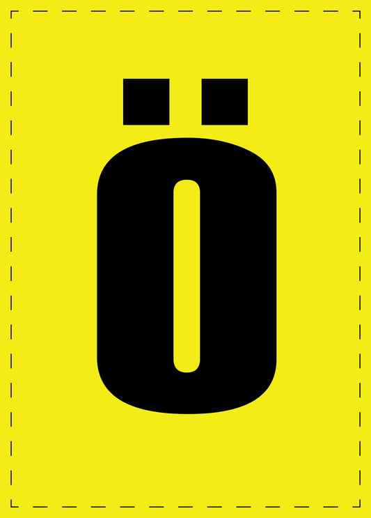 Letter ö adhesive letters and number stickers black font yellow background ES-BGPVC-oe-3