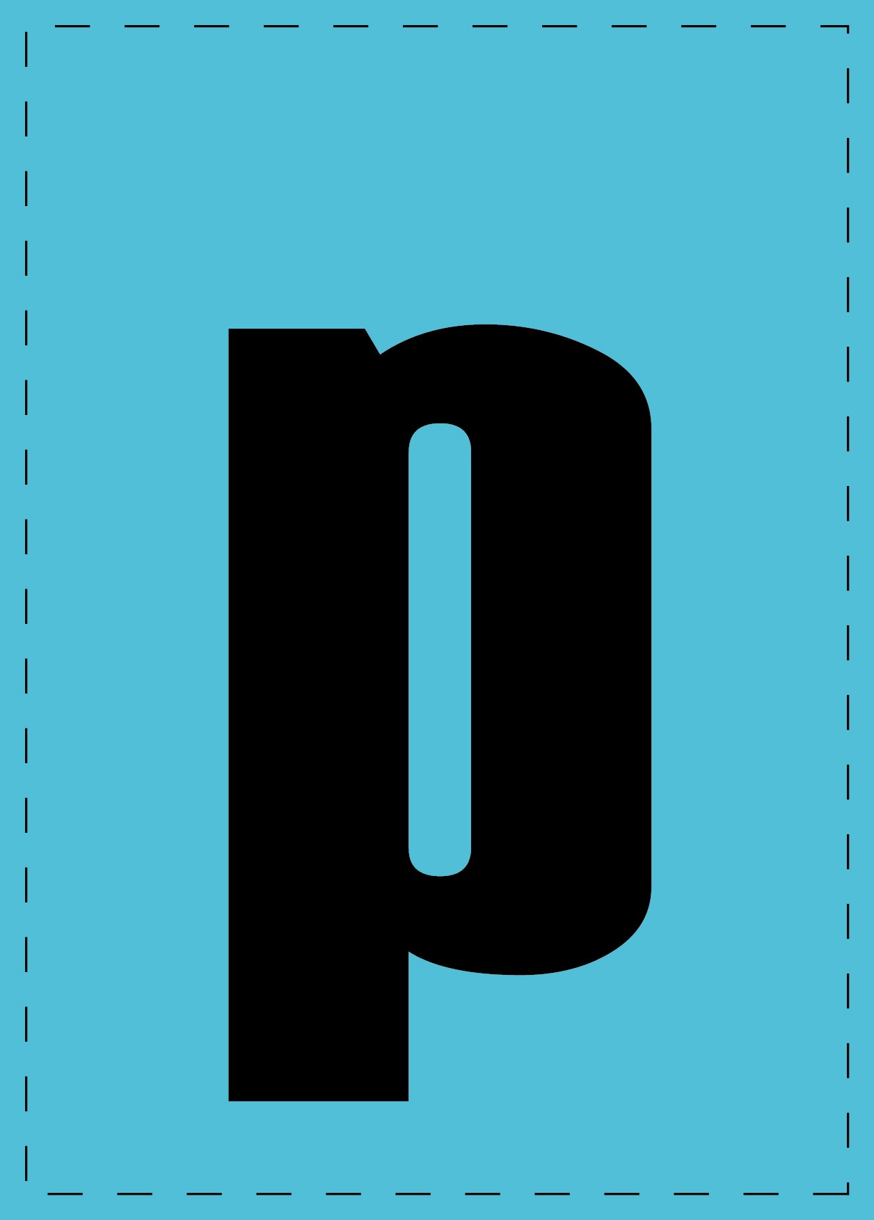 Letter p adhesive letters and number stickers black font blue background ES-BKPVC-P-50