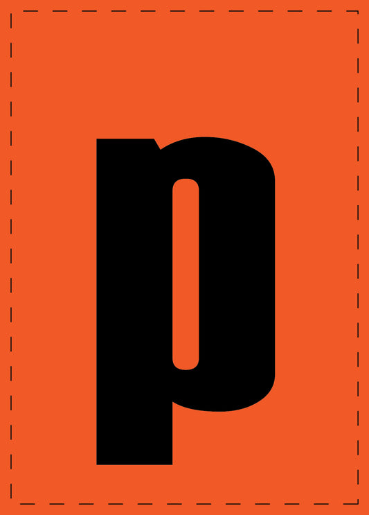 Letter p adhesive letters and number stickers black font orange background ES-BKPVC-P-8