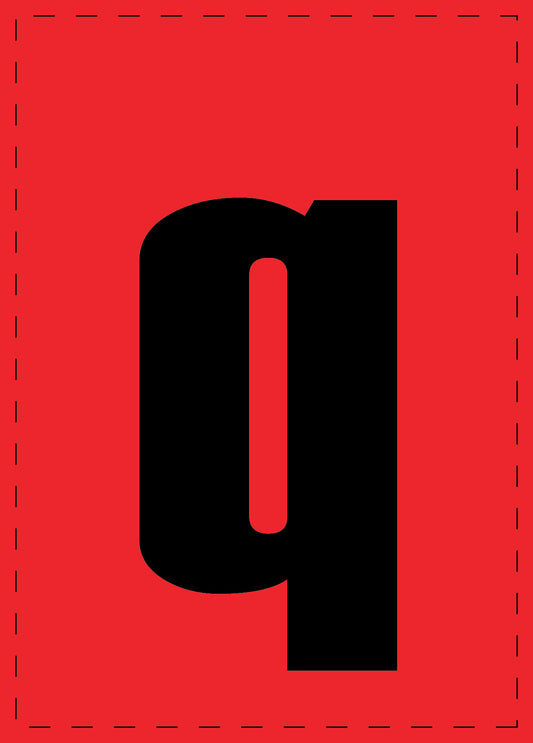 Letter q adhesive letters and number stickers black font Red background ES-BKPVC-Q-14