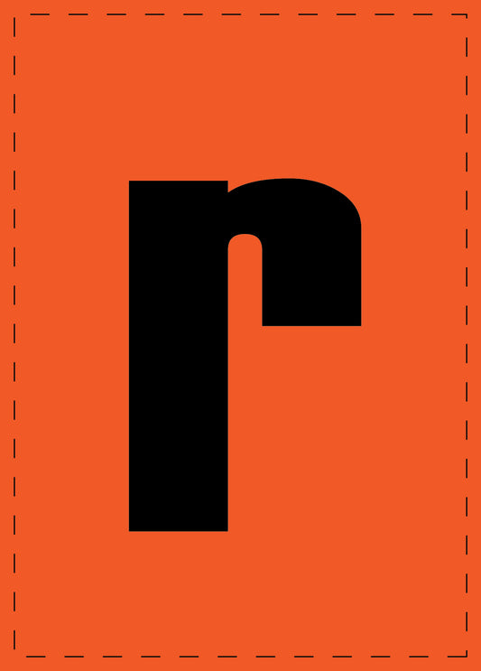 Letter r adhesive letters and number stickers black font orange background ES-BKPVC-R-8